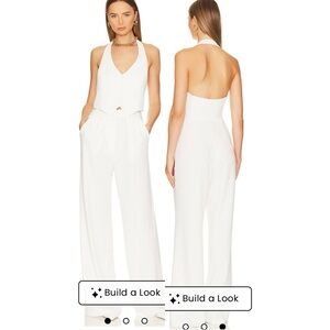 Amanda Uprichard Isadore White Halter Jumpsuit | Wide Leg Crepe NWT
